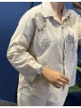 Çiçeği Fisto Desenli Pamuk Gömlek BeJ