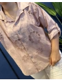 Çiçeği Fisto Desenli Pamuk Gömlek Pudra