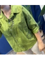 Çiçeği Fisto Desenli Pamuk Gömlek Yeşil