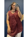 İtalyan Askılı Keten Bluz Bordo