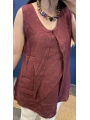 İtalyan Askılı Keten Bluz Bordo