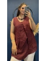 İtalyan Askılı Keten Bluz Bordo