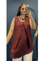 İtalyan Askılı Keten Bluz Bordo