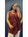 İtalyan Askılı Keten Bluz Bordo