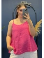 İtalyan Askılı Keten Bluz Pembe13053