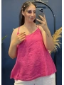 İtalyan Askılı Keten Bluz Pembe13053