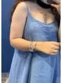 İtalyan Askılı Uzun Keten Elbise 13054 İndigo