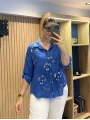İtalyan Çiçeği Pul İşlemeli Gömlek Sax