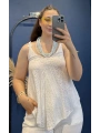 İtalyan Dantel Delikli Bluz Beyaz 83476