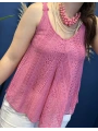 İtalyan Dantel Delikli Bluz Pembe 83476