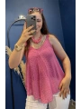 İtalyan Dantel Delikli Bluz Pembe 83476