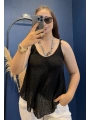 İtalyan Dantel Delikli Bluz Siyah 83476