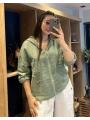 İtalyan Fermuarlı Keten Ceket Haki