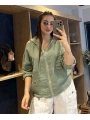 İtalyan Fermuarlı Keten Ceket Haki