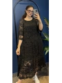 İtalyan Güpürlü Boydan Elbise 9010 Siyah
