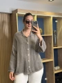 İtalyan Ham Keten Gömlek Vizon