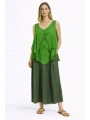 İtalyan Kat Kat Keten Bluz 2601XA17 -E-14930 HAKİ