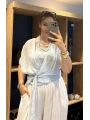 İtalyan Önden Bağlamalı İpek Bluz Buz Mavisi
