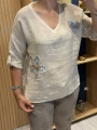 İtalyan Papatya İşlemeli Bluz Bej