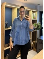 İtalyan Papatya İşlemeli Gömlek 25005 İndigo