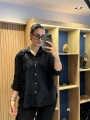 İtalyan Papatya İşlemeli Gömlek 25005 Siyah