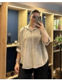 İtalyan Papatya İşlemeli Gömlek 25005 Vizon