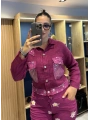 İtalyan Püsküllü Kesim Keten Ceket 82263 Magenta