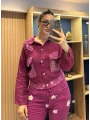 İtalyan Püsküllü Kesim Keten Ceket 82263 Magenta