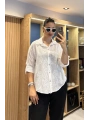İtalyan Şal Desenli Fistolu Gömlek 23019 Beyaz