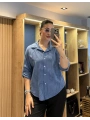 İtalyan Şal Desenli Fistolu Gömlek 23019 İndigo