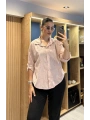 İtalyan Şal Desenli Fistolu Gömlek 23019 Pudra