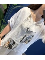 İtalyan Yamalı Keten Tunik Beyaz