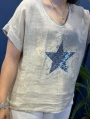 İtalyan Yıldız Desenli Bluz 82722 Bej