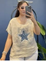 İtalyan Yıldız Desenli Bluz 82722 Bej
