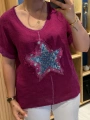 İtalyan Yıldız Desenli Bluz 82722 Magenta