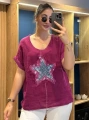 İtalyan Yıldız Desenli Bluz 82722 Magenta