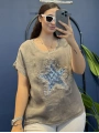 İtalyan Yıldız Desenli Bluz 82722 Vizon