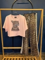 Leopar Baskılı Taşlı Eşofman Takımı Pembe