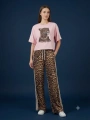 Leopar Baskılı Taşlı Eşofman Takımı Pembe