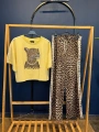 Leopar Baskılı Taşlı Eşofman Takımı Sarı