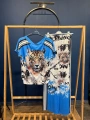 Leopar Desenli Taş İşlemeli Eşofman Takımı Mavi