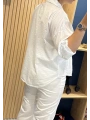 Nakış Desenli Pamuk Gömlek Beyaz