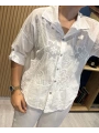 Nakış Desenli Pamuk Gömlek Beyaz
