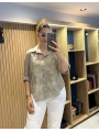 Nakış Desenli Pamuk Gömlek Vizon