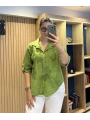 Nakış Desenli Pamuk Gömlek Yeşil