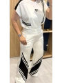 Siyah Şerit Detaylı İkili Luxe Spor Takım Beyaz