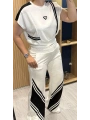 Siyah Şerit Detaylı İkili Luxe Spor Takım Beyaz