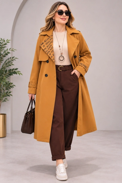 Astar Detaylı Trençkot Camel
