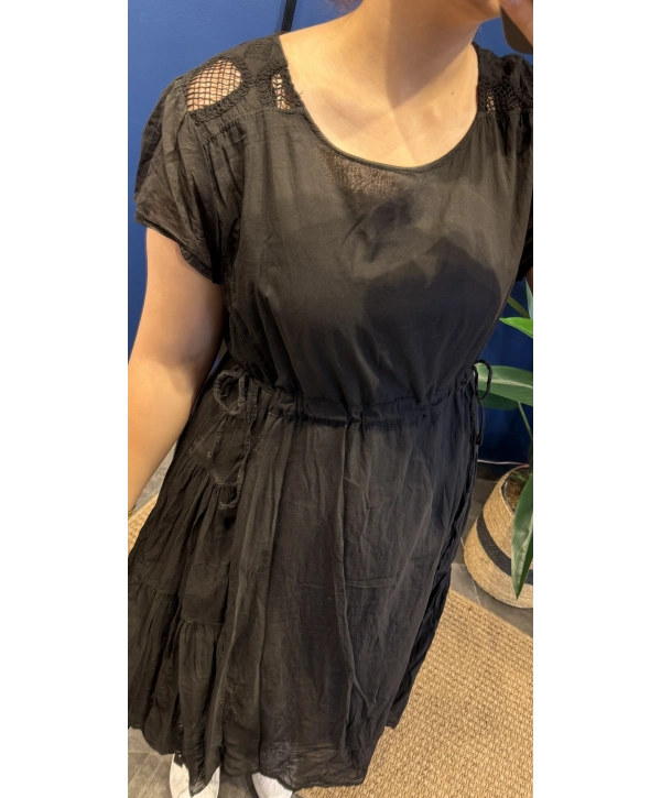 İtalyan Beli Lastikli Elbise 9174 Siyah