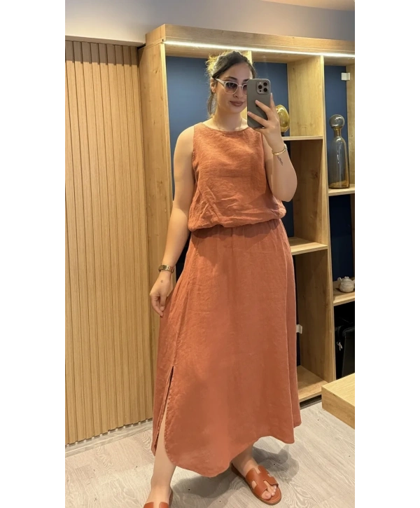 İtalyan Kolsuz Etekli Takım Tarçın